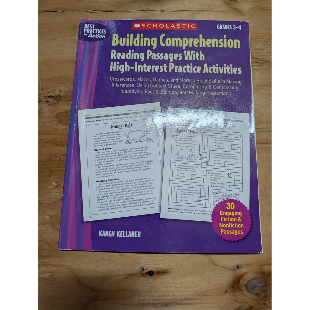 Scholastic Building Comprehension Workbook Grades 3-4 Purple Good Reading